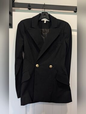 Derek Lam 10 Crosby Classic Black Women's Blazer with Gold Buttons